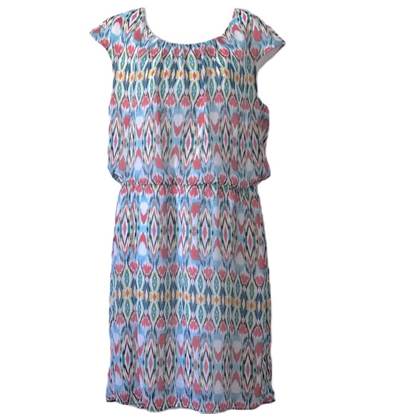 Robbie Bee Dress Sz12 Knee Length Soft Multi Color Pattern Elastic Waist… - Picture 1 of 16